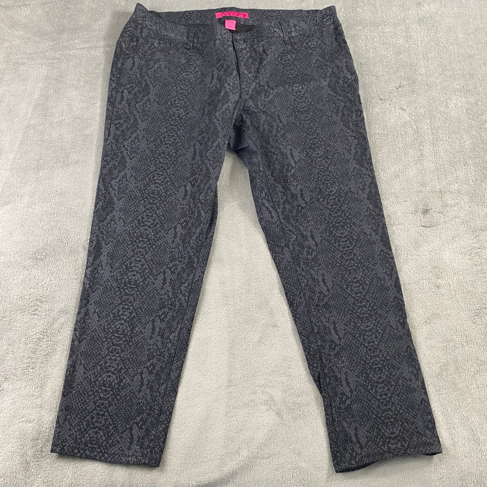 Pure Energy Pants Womens 22 Black Snakeskin Print Cropped‎ Straight Leg Stretch